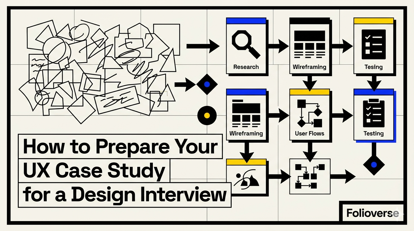 Editorial cover illustration for How to Prepare Your UX Case Study for a Design Interview