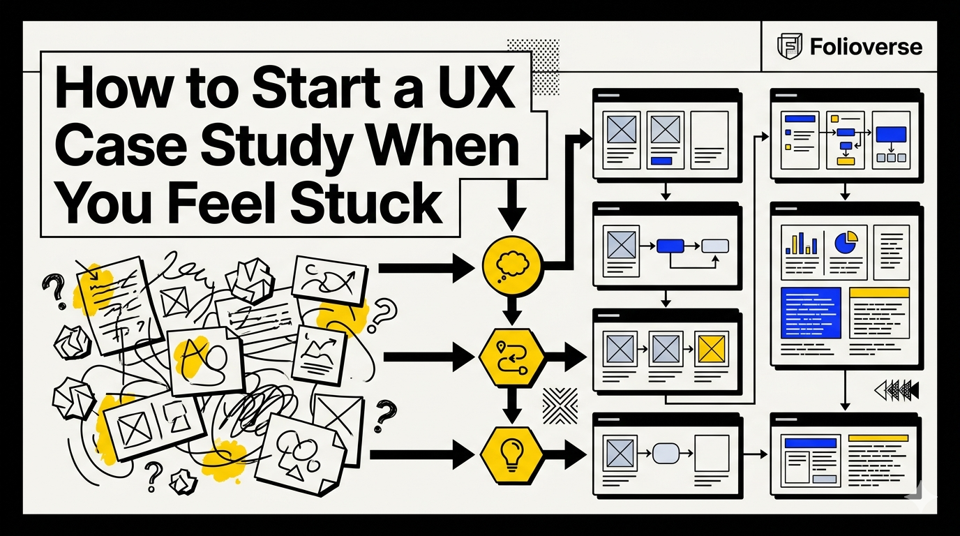 Editorial cover illustration for How to Start a UX Case Study When You Feel Stuck
