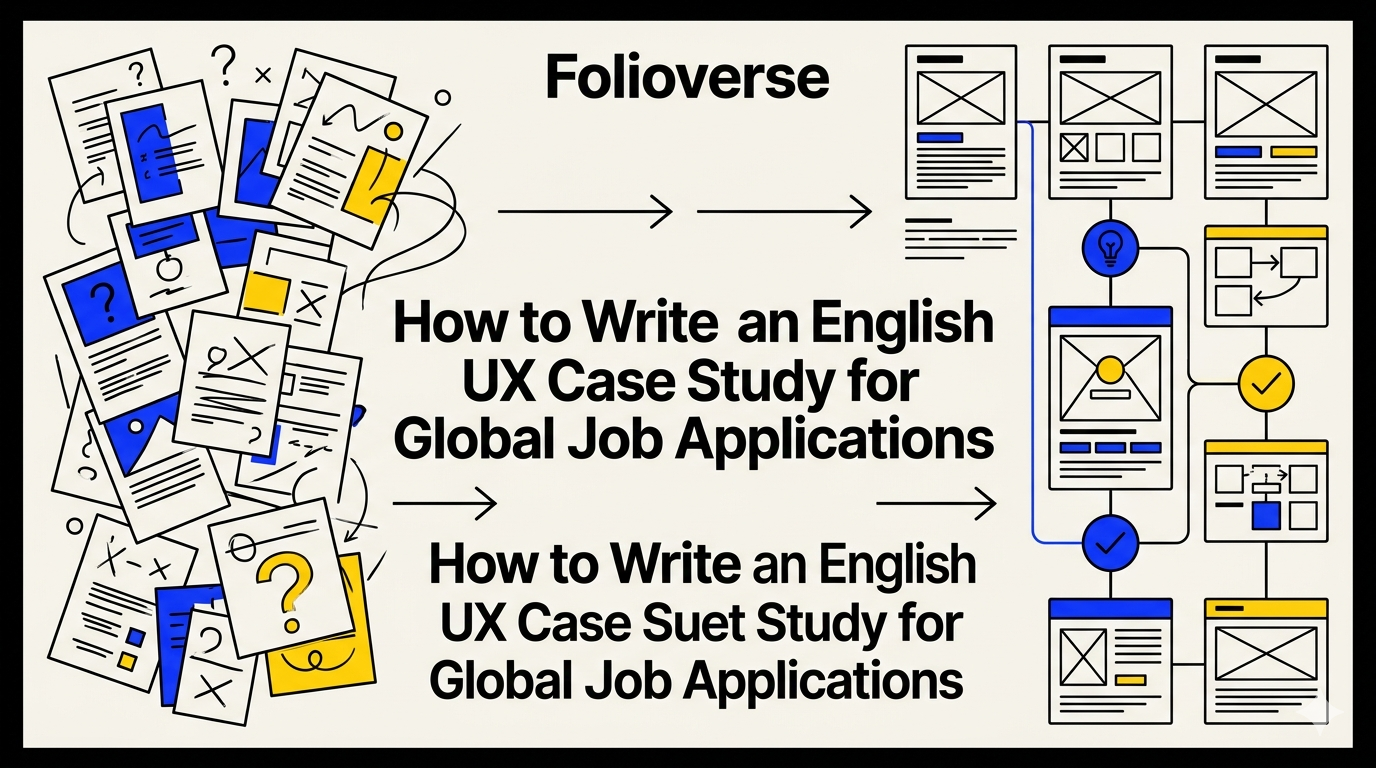 Editorial cover illustration for How to Write an English UX Case Study for Global Job Applications