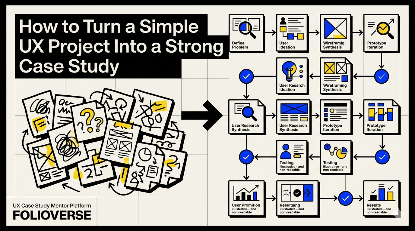 Editorial cover illustration for How to Turn a Simple UX Project Into a Strong Case Study